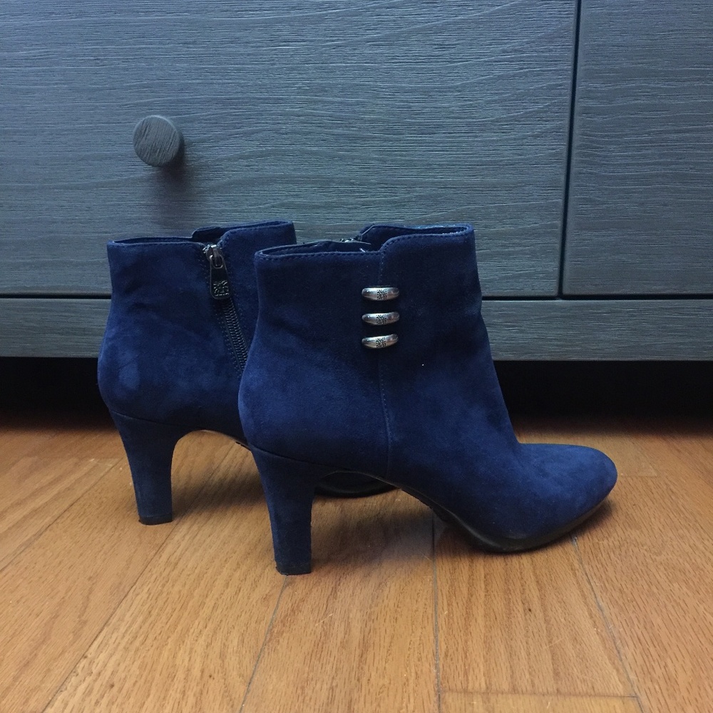 Dark Blue Suede Anne Klein Booties